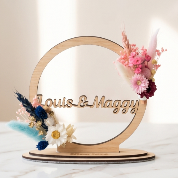 Naamcirkel (flowerhoop) met droogbloem setjes