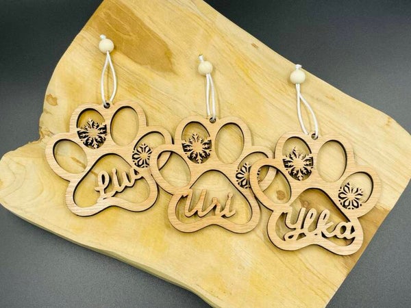 Kerstbal / ornament Huisdier - pootje met naam