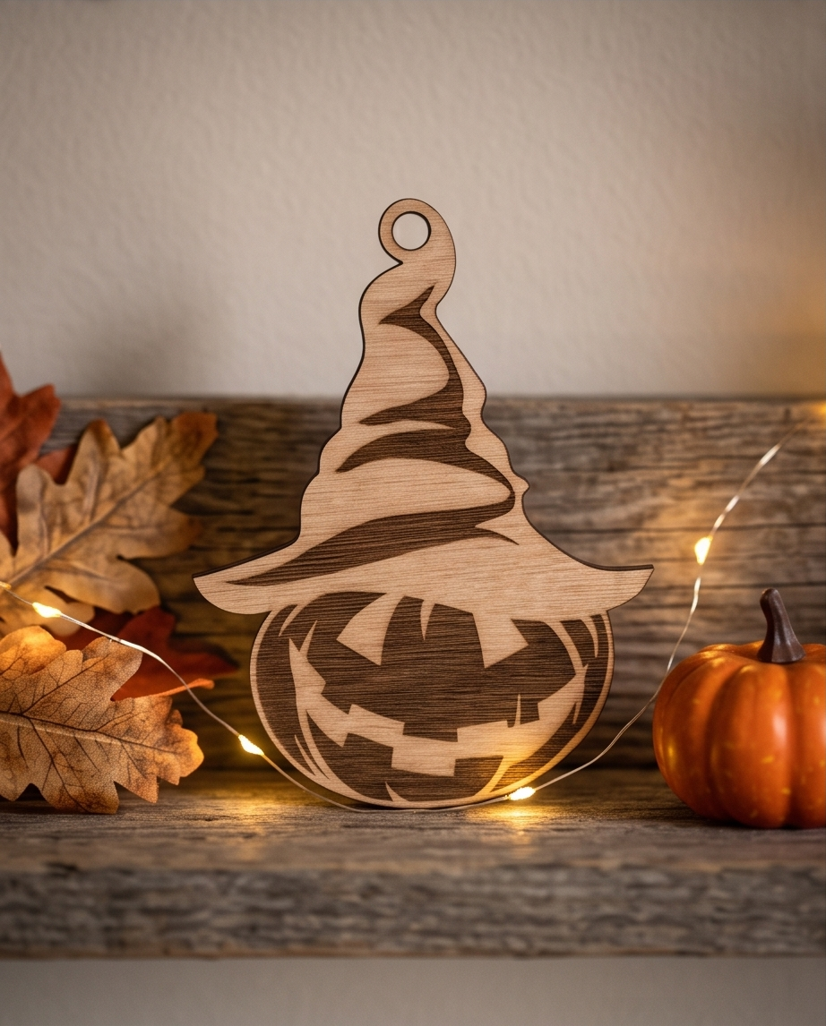 Halloween Heksenhoed & Pompoen – Houten Halloweenhanger