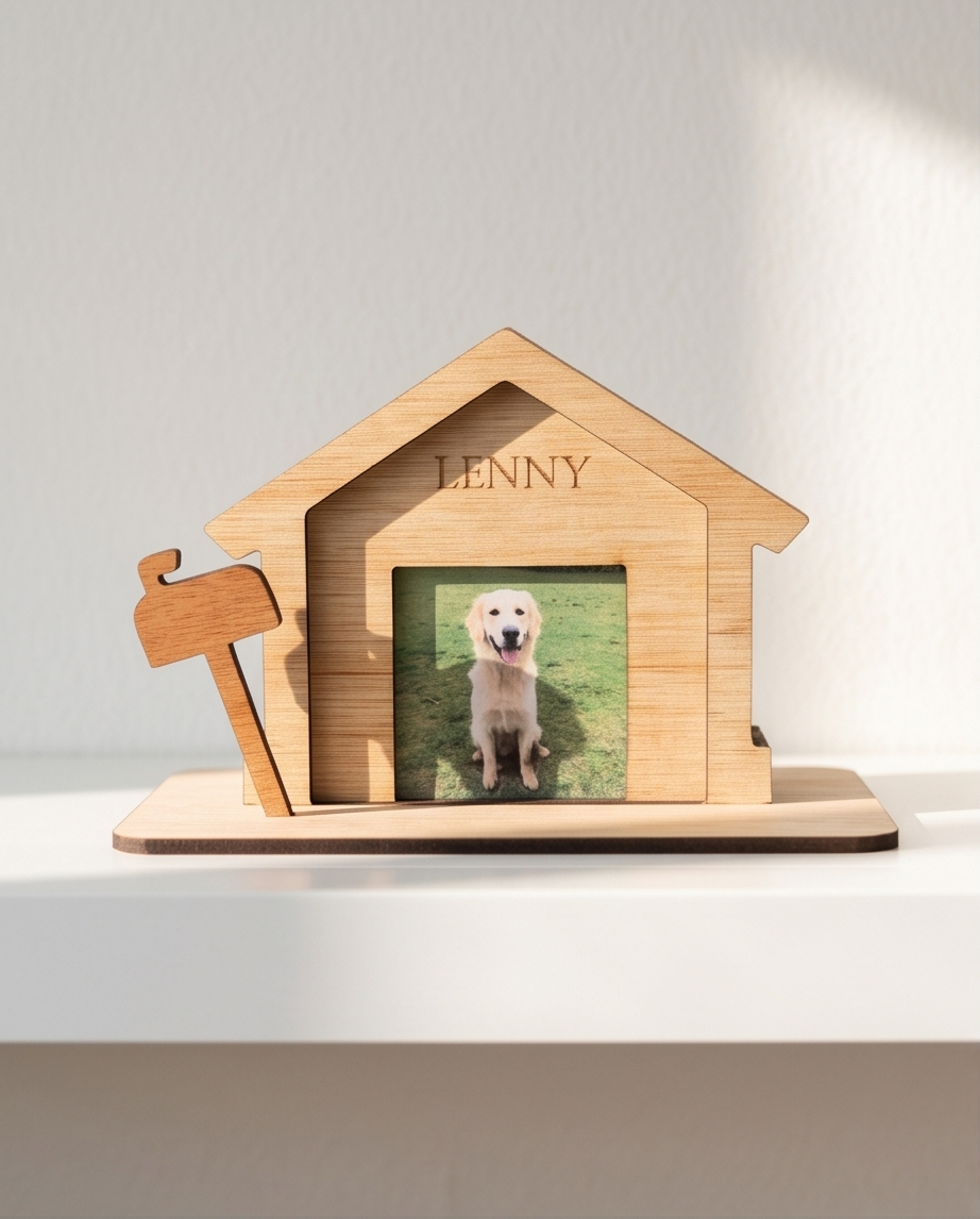 Houten hondenhok fotokader (A)