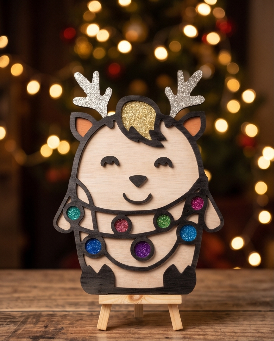 Kerst decoratie - Rendier met slinger