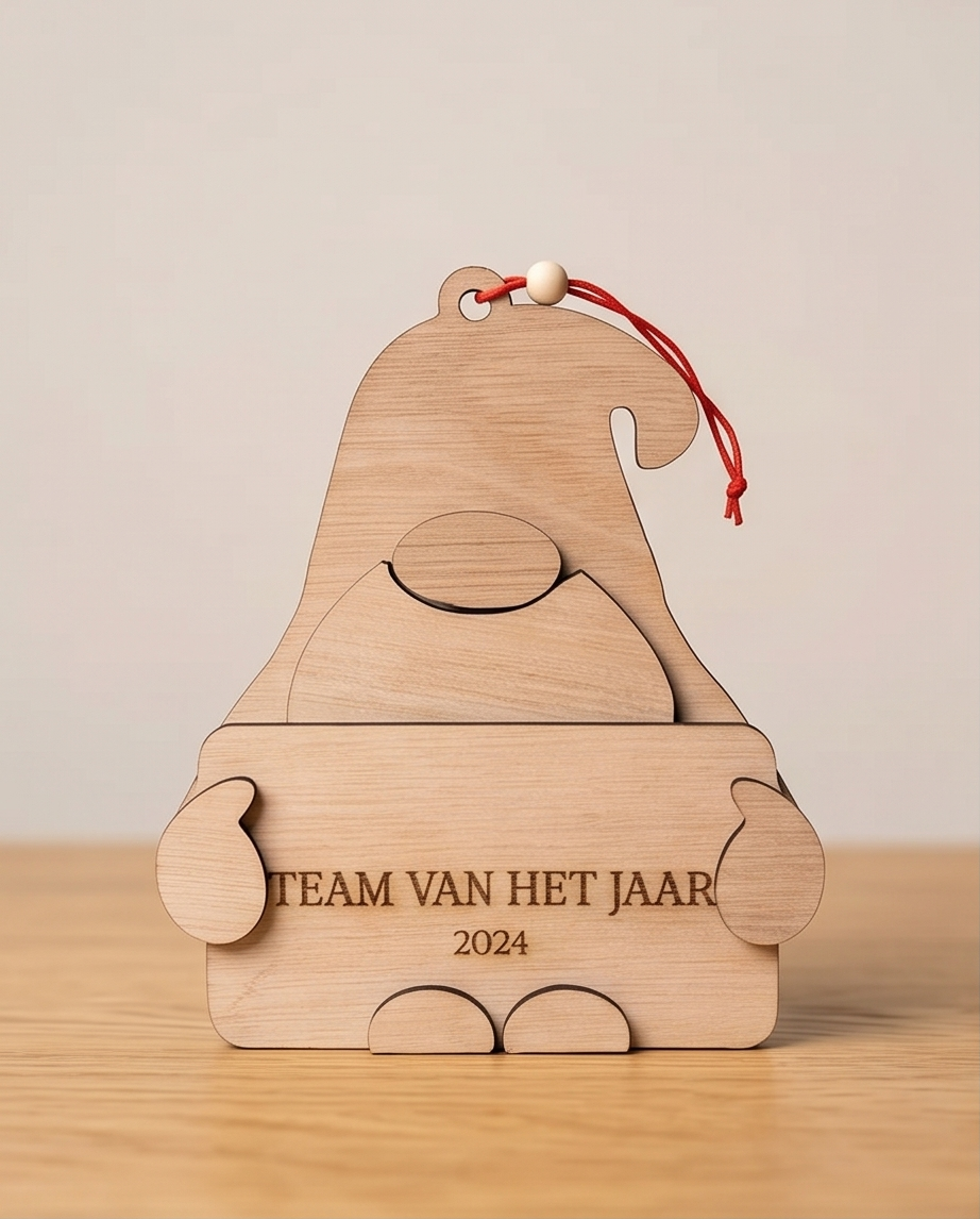 Kerstbal / ornament kabouter met boodschap