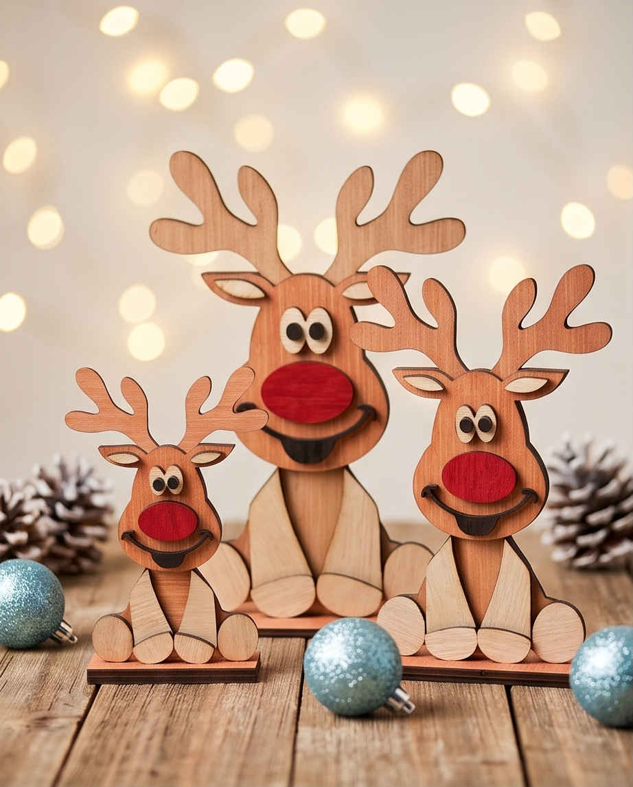 Rudolph rendier - Houten kerstdecoratie
