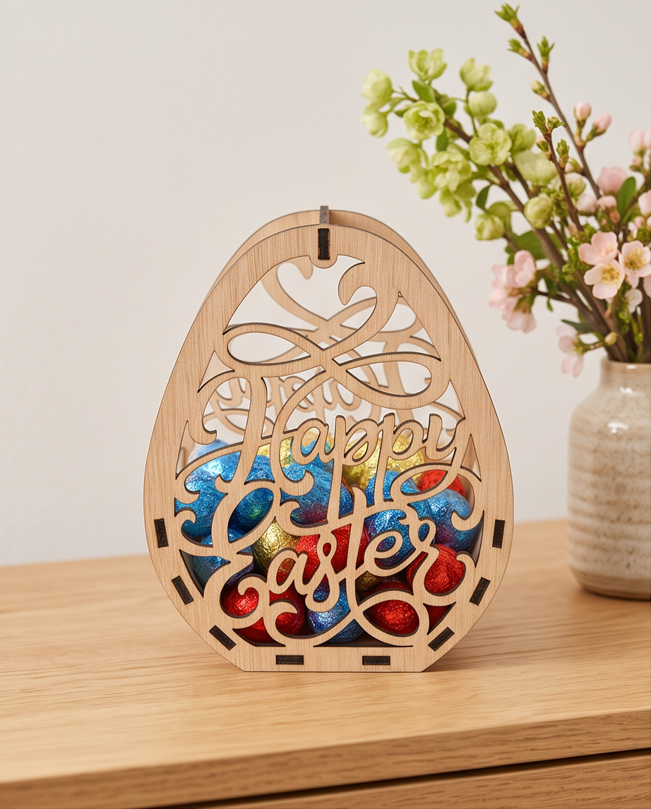 Houten paasmandje