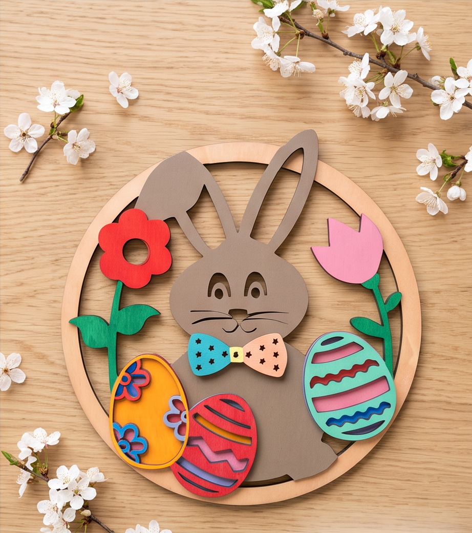 Paasdecoratie – Houten Paasversiering om op te hangen