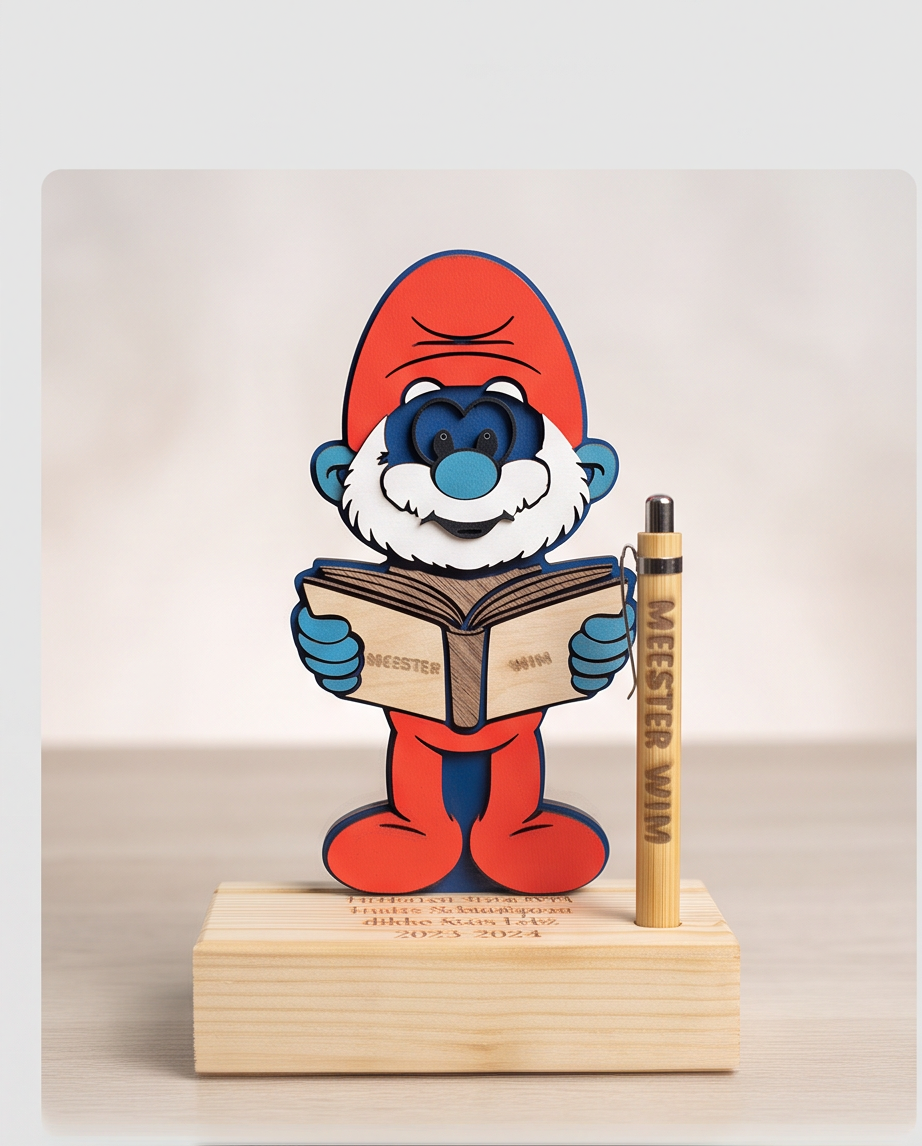 Papa Smurf bedankt, meester of juf! Een uniek en persoonlijk bedank cadeau