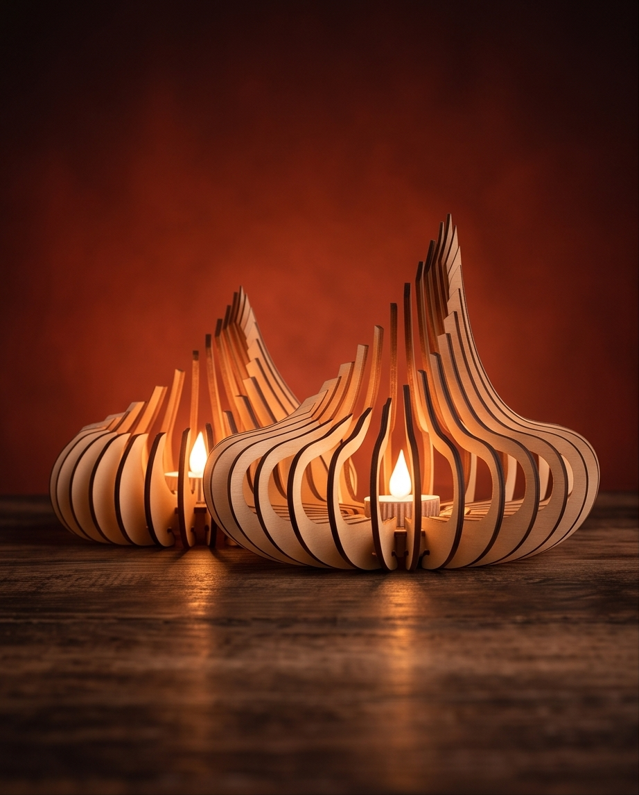 Een speels lichtpuntje van hout - Theelichthouder Max