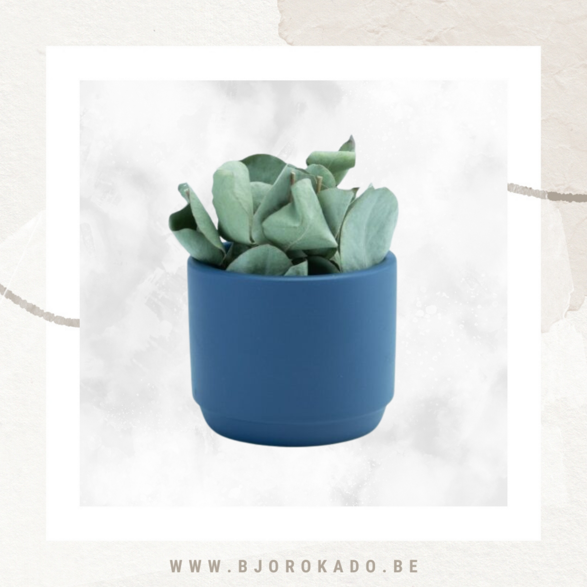 Blauw keramieken bloempotje