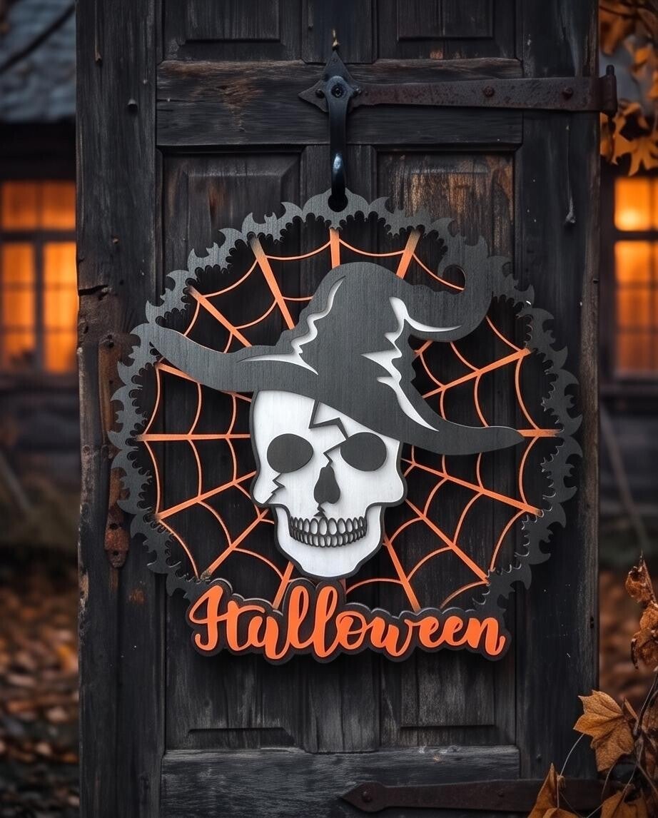 Houten Skull Halloween wanddecoratie – griezelig, sfeervol en helemaal klaar voor Halloween