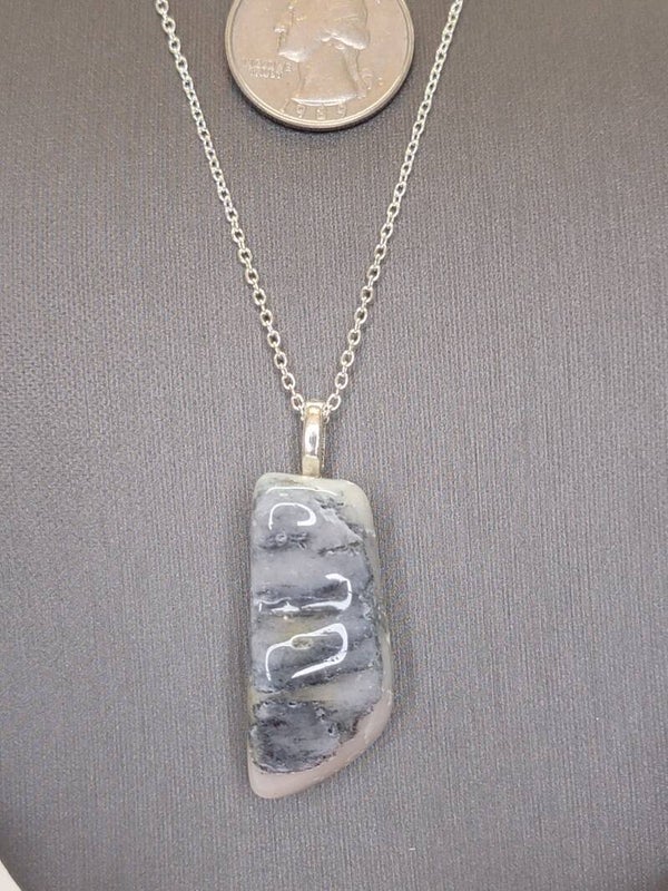 Pendant & Necklace, White Jasper
