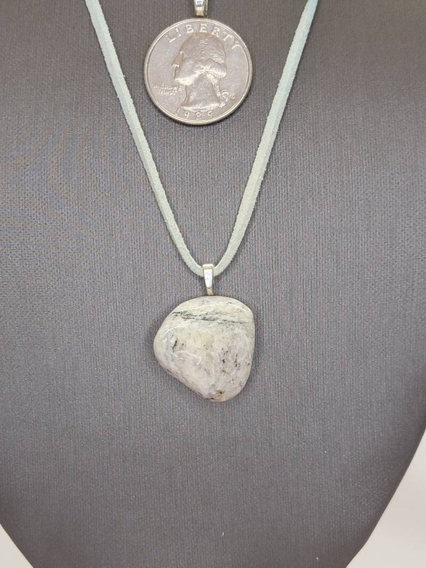 Pendant & Necklace, White Jasper & Moss Agate