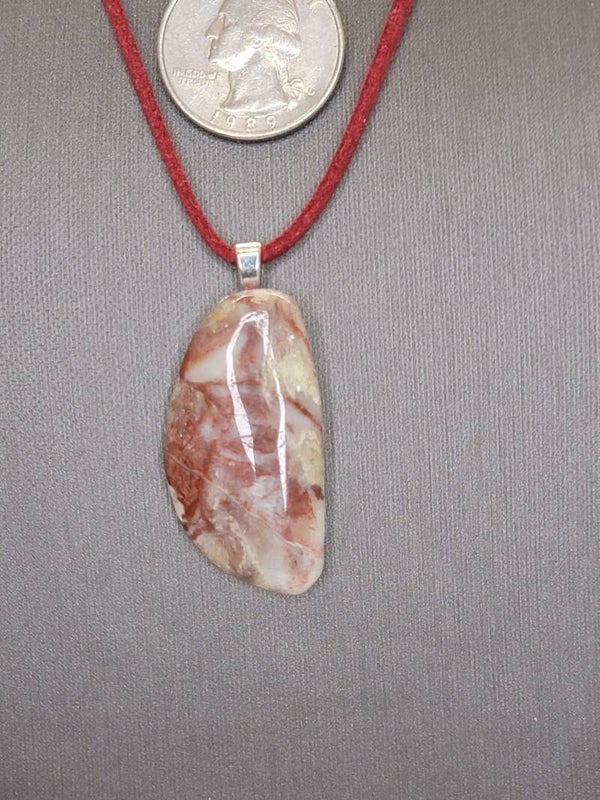 Pendant & Necklace Picasso Jasper, Cabochon.