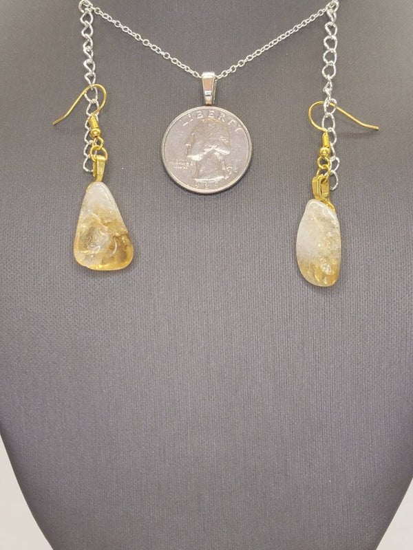 Earrings, Citrine Quartz Agate from Brazil