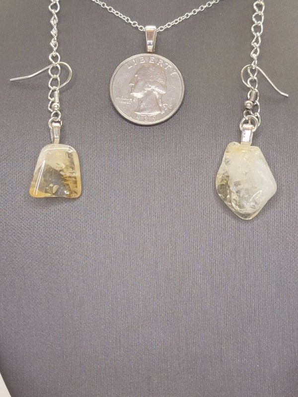 Earrings, Citrine Quartz Agate