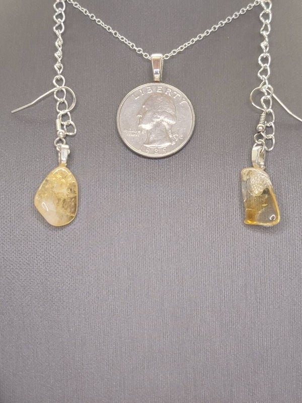 Earrings, Citrine Quartz Agate from Brazil