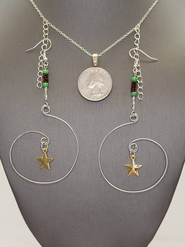 Earrings w/Beads & Charm