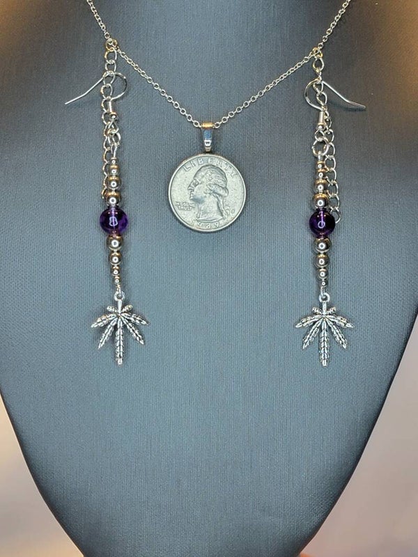 Earrings, Amethyst Crystal