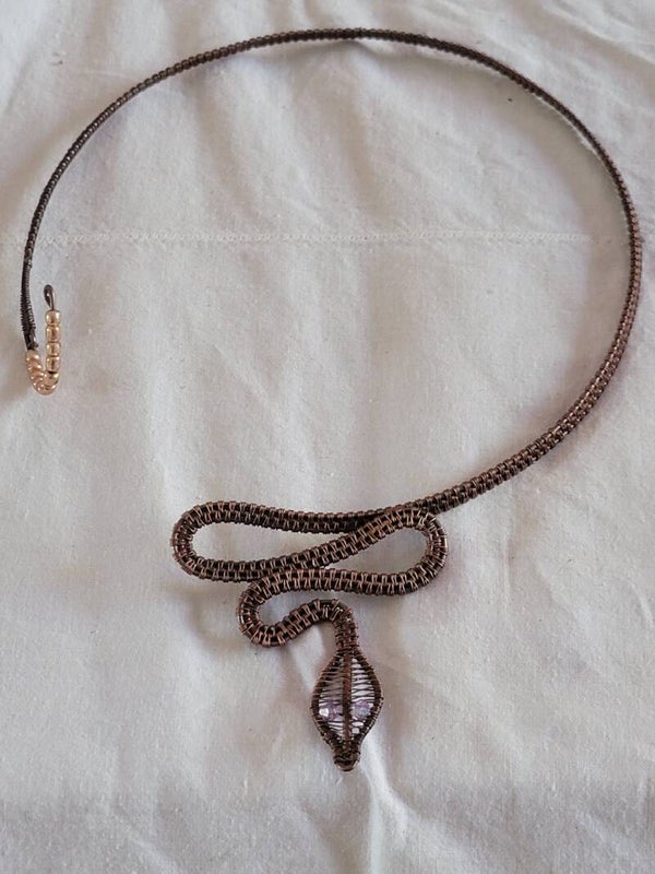 Copper Wire Wrapped Snake Necklace