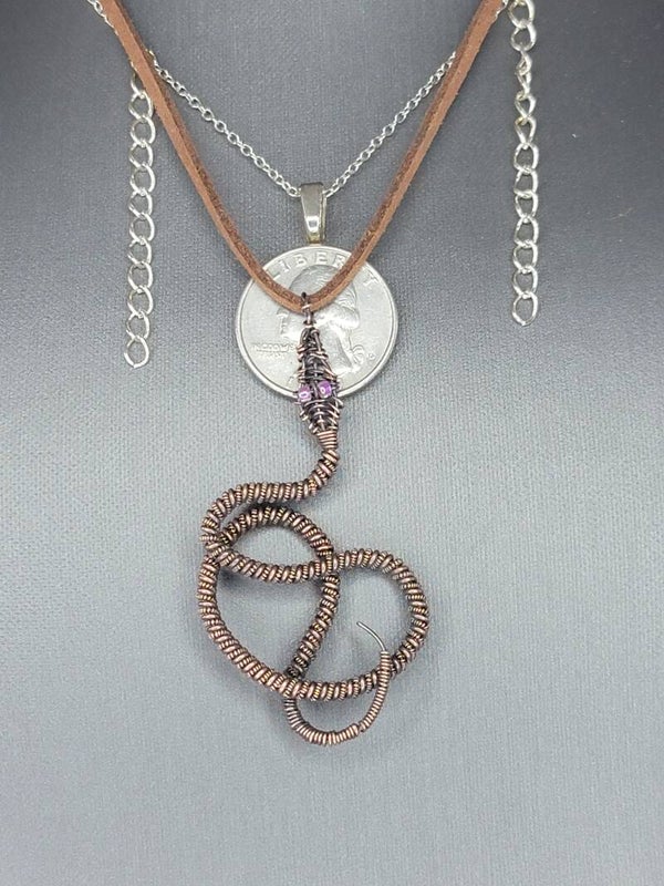 Wire Wrapped Snake Pendant & Necklace
