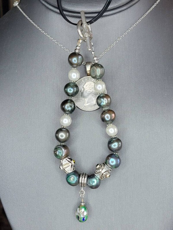 Handmade Bracelet with Beads w/facets and Cloisonne Charm