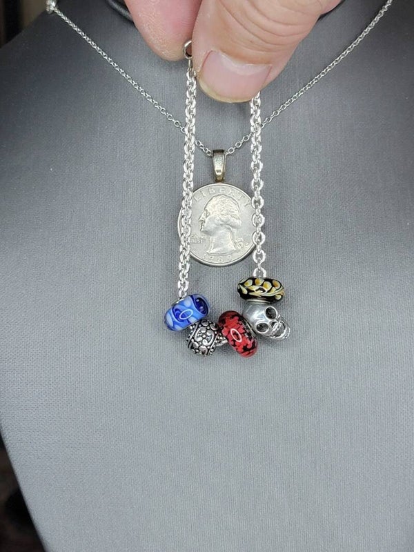 Handmade Bracelet with Beads, and Skull Charm