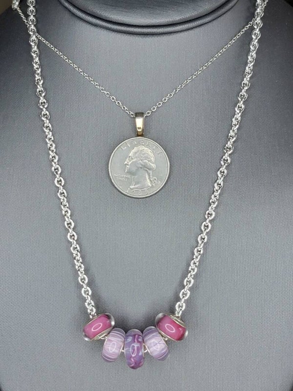 Handmade Necklace, 16" long, with Charms and Beads