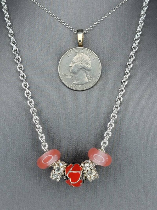 Handmade Necklace, 16" long, with beads w/zircon facets and  Rose Quartz Beads