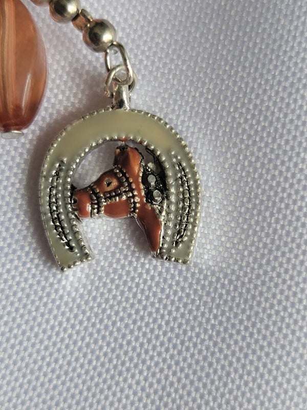 Handmade Key Chain with Beads and Horseshoe Charm