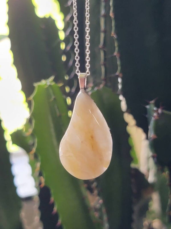 Pendant & Necklace, Sunstone Cabochon Teardrop