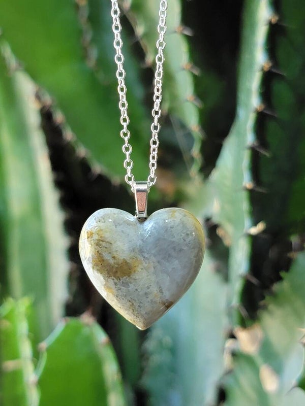 Pendant & Necklace, Ocean Jasper Heart Cabochon.