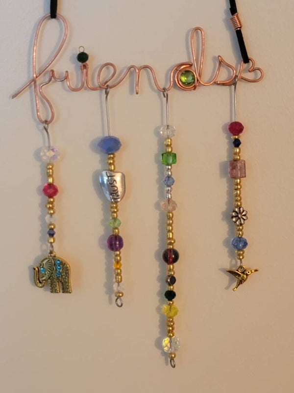 Suncatcher in Copper, hammered to harden, with Beads.