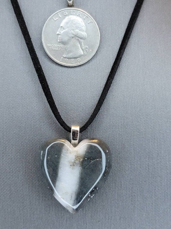 Pendant & Necklace Zebra Jasper Cabochon Heart.