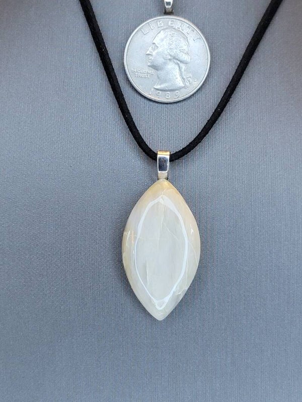 Pendant & Necklace Petrified wood teardrop Cabochon.