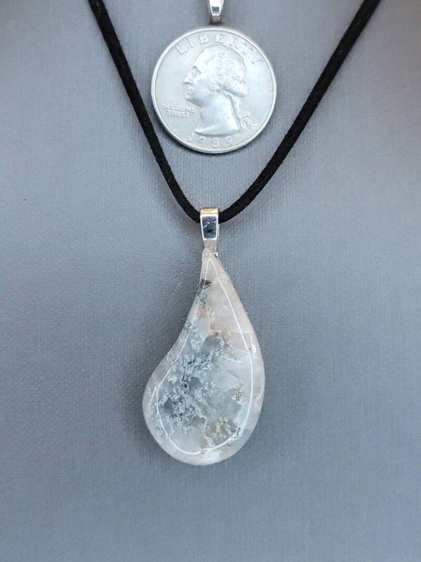 Pendant & Necklace, Sunstone Cabochon Teardrop.