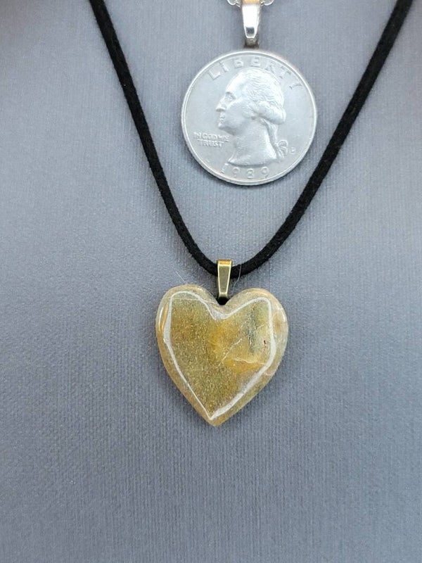 Pendant & Necklace, Sunstone Cabochon Heart.