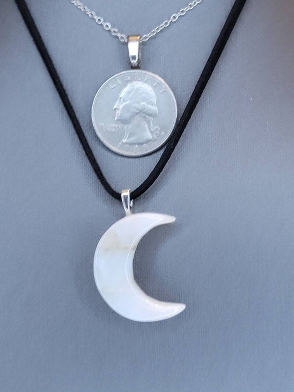 Pendant & Necklace, Sunstone Moon shaped cabochon.