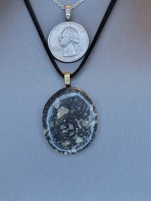 Pendant & Necklace Obsidian Crystal, Cabochon.