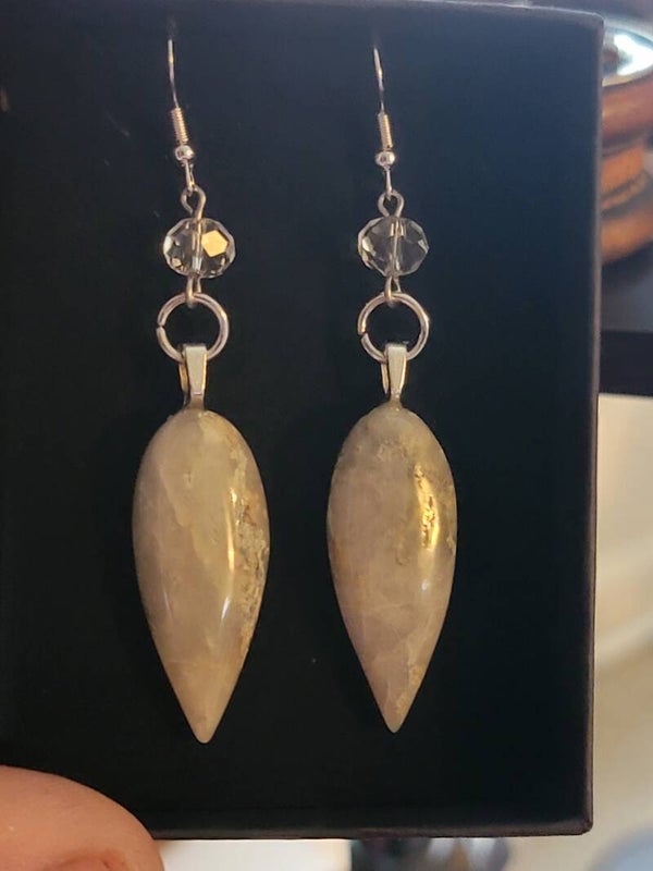 Earrings, Sunstone Teardrop Cabochons