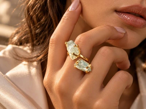 Bague duo aiguë marine