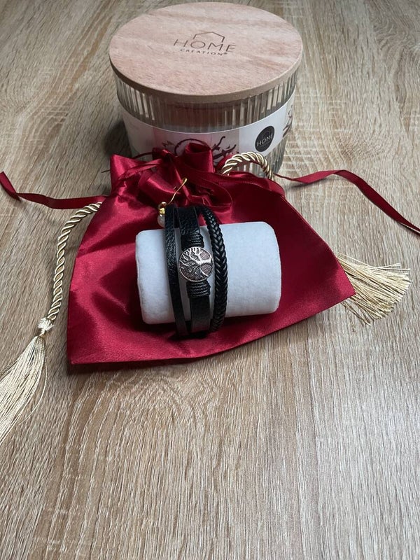 Bracelet homme large arbre de vie taille unique