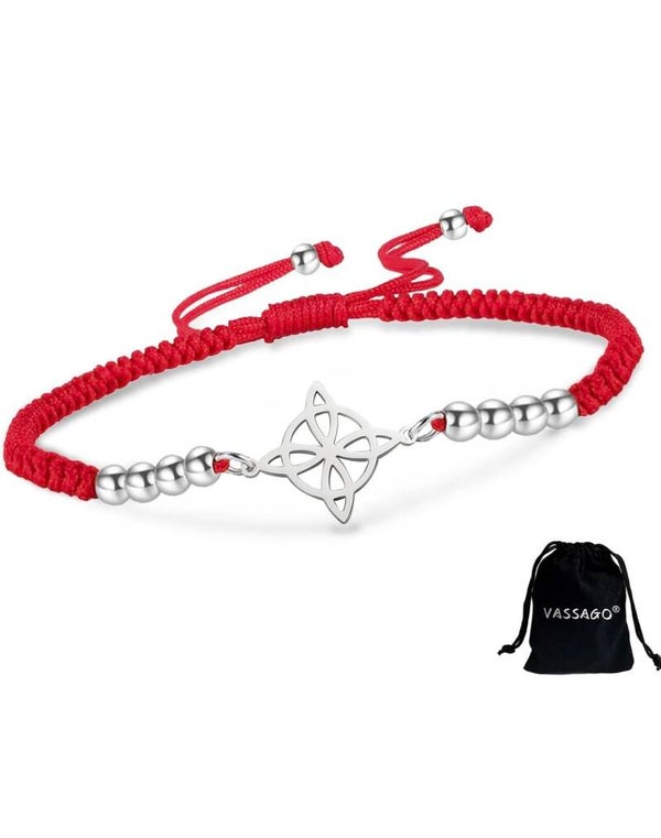 bracelet protection noeud de sorcière rouge argent