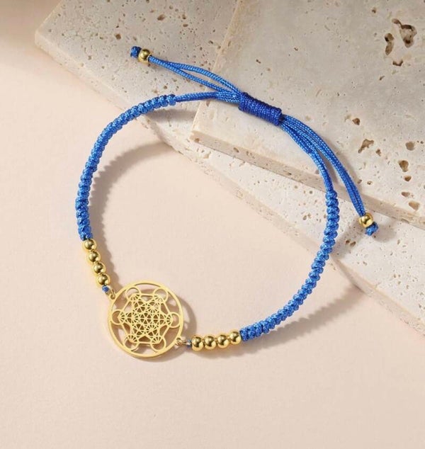 bracelet metatron bleu électrique or GEOMETRIE SACRE