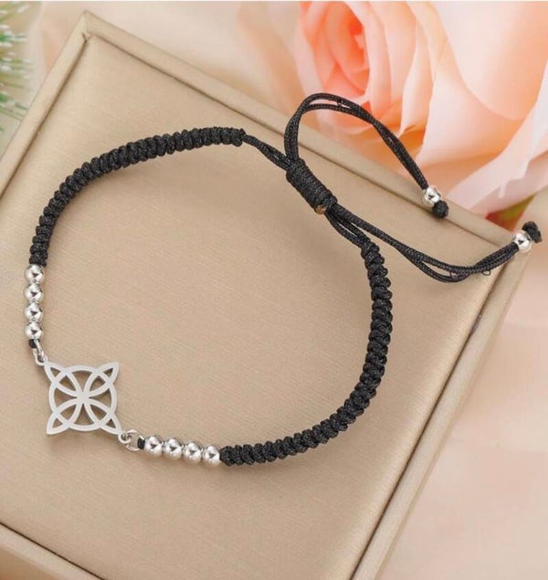 noeud de sorcière mixte noir argent ajustable