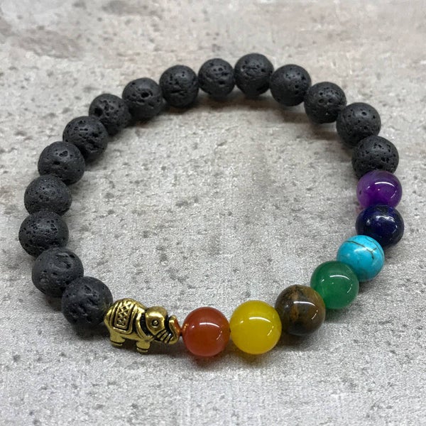 Braccialetto in Pietra Lavica - Chakra Elefante