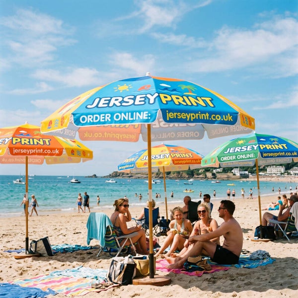 Parasol large, circle and branded