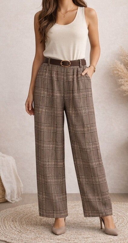 Pantalón cuadro marrón