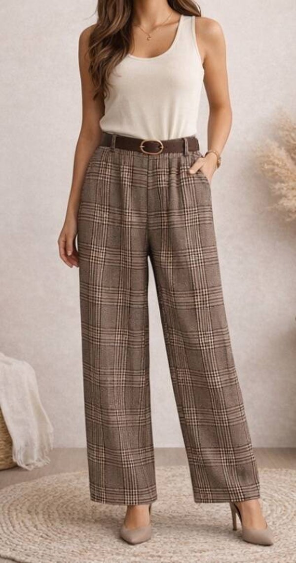 Pantalón cuadro marrón