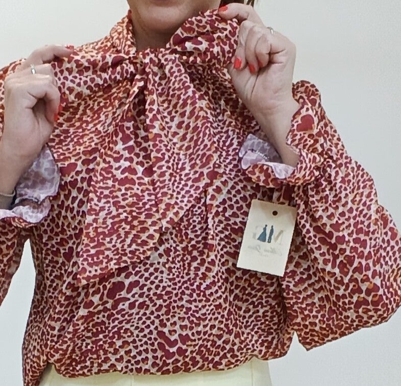 Blusa print burdeos