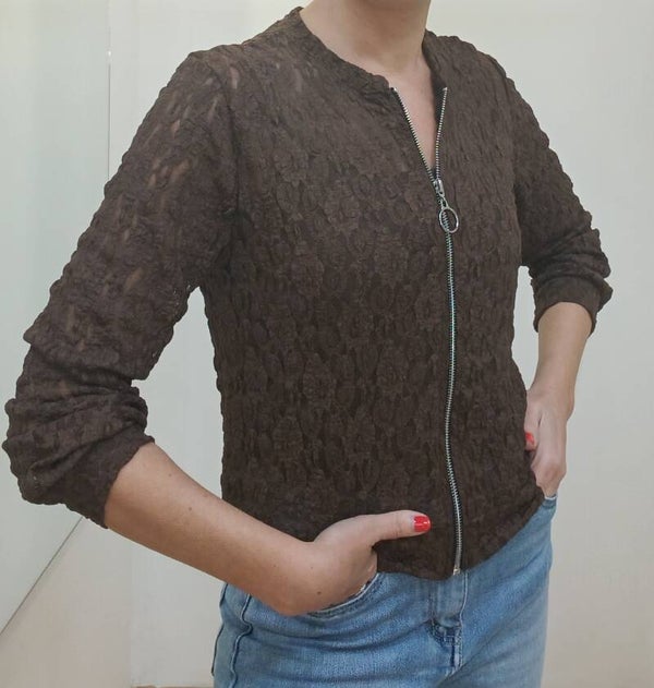 Bomber encaje marrón