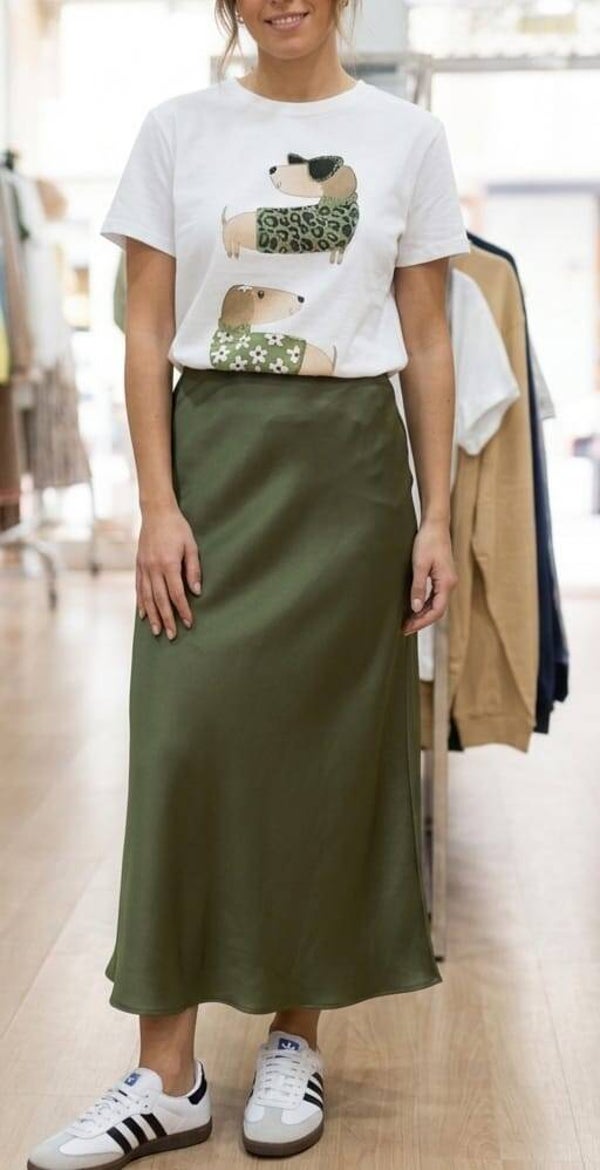Falda satinada verde